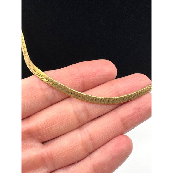 Gold Tone Herringbone 20" Necklace - Picture 3 of 6